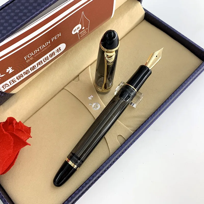 Wing Sung 699 перьевая ручка полупрозрачная 14K Золотая вакуумная Ручка для наполнения