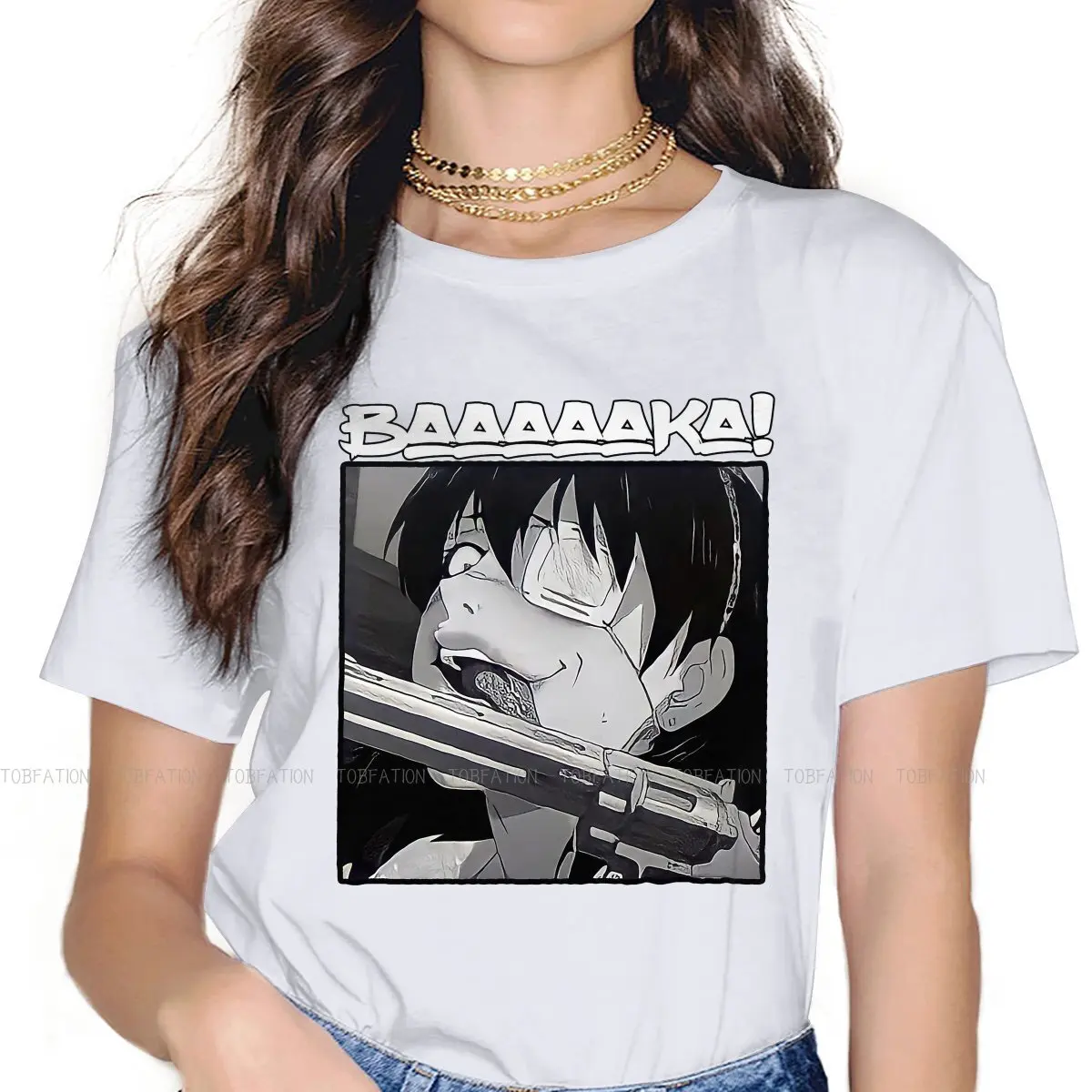 

Женская футболка Baaaaaka Kakegurui Jabami Yumeko, Мультяшные женские футболки Харадзюку, топы с круглым вырезом, базовая футболка 4XL, свободная Мода