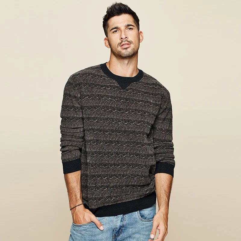 KUEGOU 2019 Autumn Cotton Stripe Black Sweater Men Pullover Casual Jumper For Male Wear Brand Knitted Korean Style Clothes 12673 | Мужская