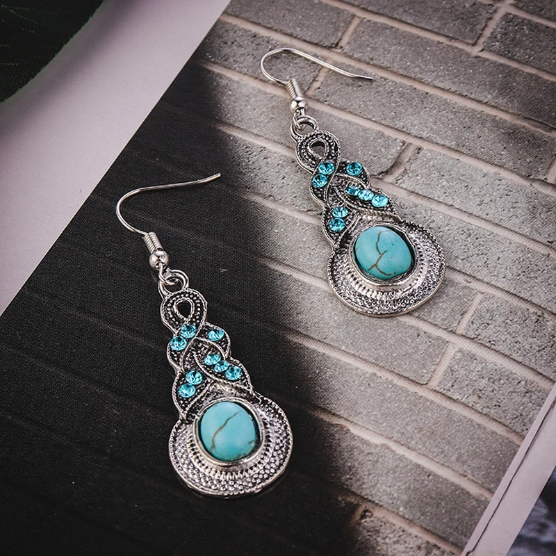 Sainio винтажная уникальная Этническая Серьга большой голубой камень антикварные