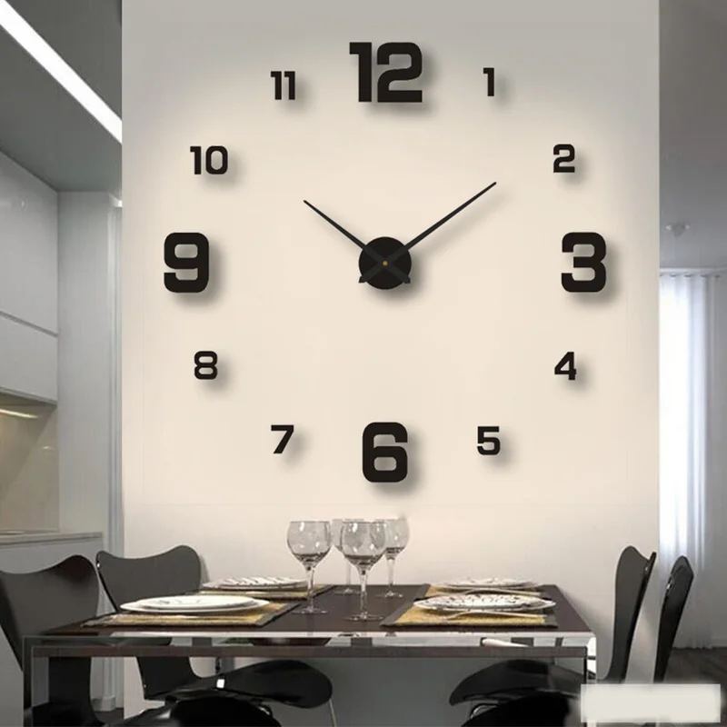 

3D Mini Home Wall Clock DIY Acrylic Mirror Sticker Home Decoration Living Room Quartz Needle Self-adhesive Wall Watch