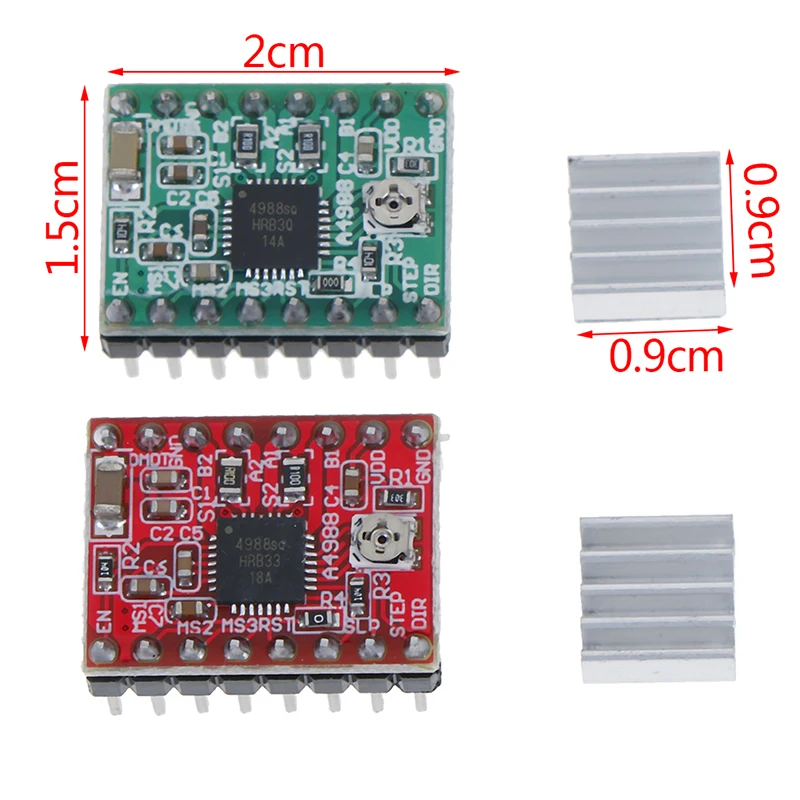 

Драйвер шагового двигателя для 3D-принтера Stepstick A4988 Reprap 4, сменная печатная плата A4988 Для запчастей для 3D-принтера, Ramps + радиатор 1 шт.