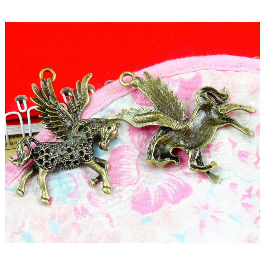Фото 10pcs 51*37.5MM Vintage Horse Charms Pendant Antique bronze Fit Bracelets Necklace DIY Metal Jewelry Making №4