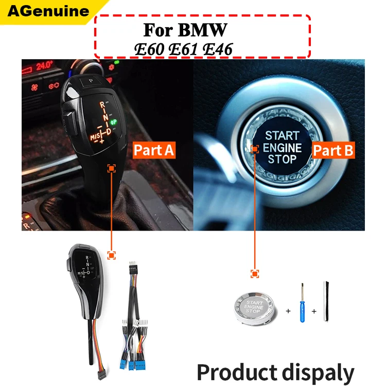 

Hi-end LHD Automatic LED Shift Knob Gear Shifter Lever With Start Stop Buttons For BMW E46 E60 E61 E63 E64