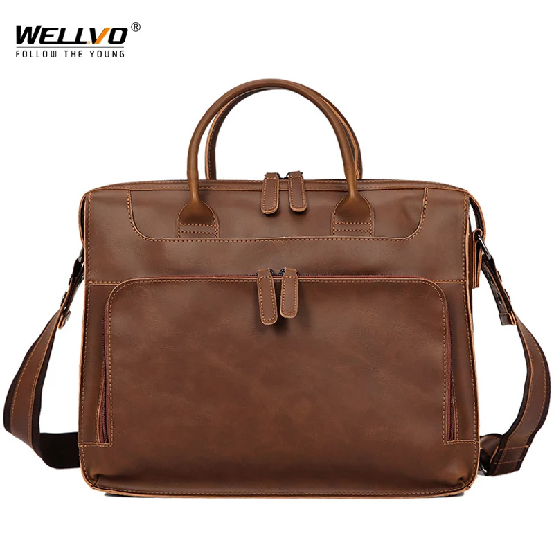 

Ретро офисная Портфели для Для мужчин 14 дюймов Сумка для ноутбука Высокое качество Сумочка для документов Для мужчин t Сумки из натуральной ...