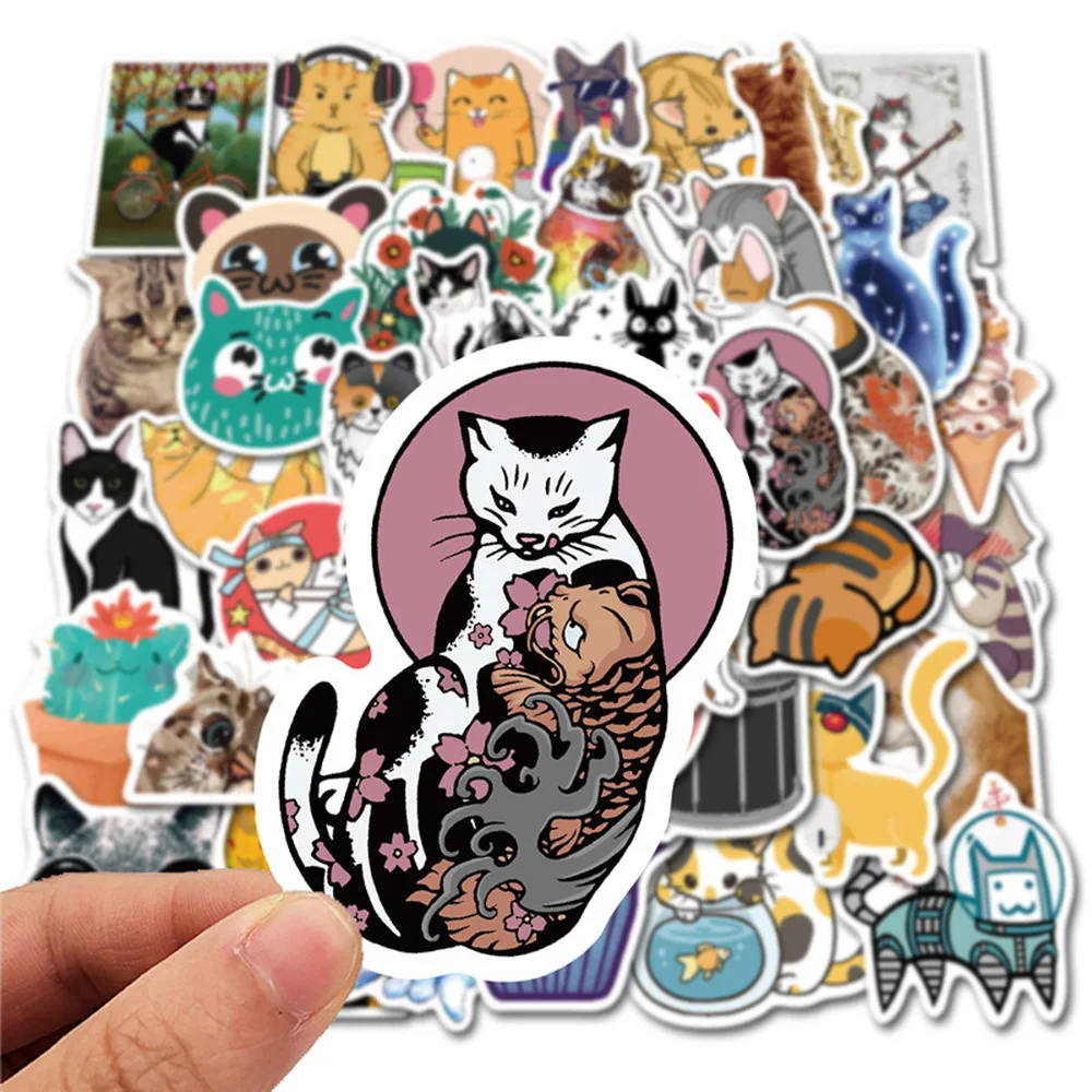 

10/50PCS Cute Cat Stickers Decal For Girl Cute Cartoons Animal Sticker to DIY Suitcase Stationery Fridge Water Bottle Guitar