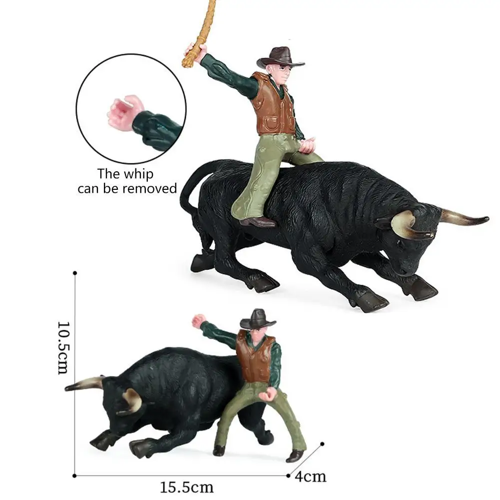 

2021 Farm Animal Figures Toy Riding Horse Bull Figurine Horse Rider Action Figures Model Collectible Model Doll For Kids Gifts