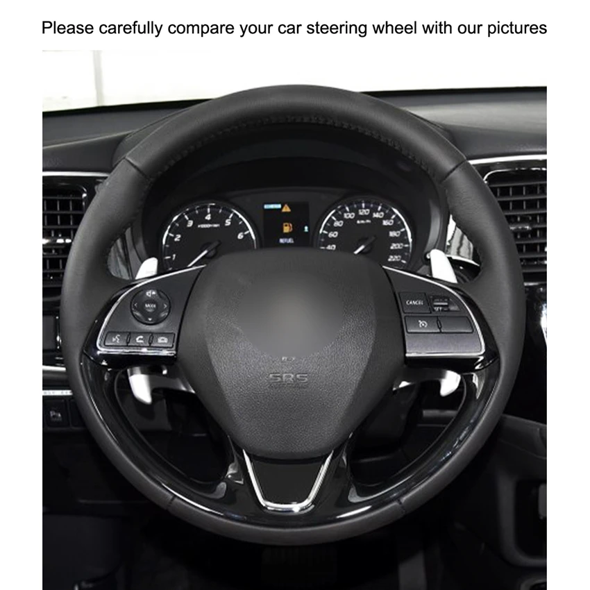 Черный PU искусственная кожа Чехол рулевого колеса автомобиля для Mitsubishi ASX Outlander Mirage- Eclipse(крест