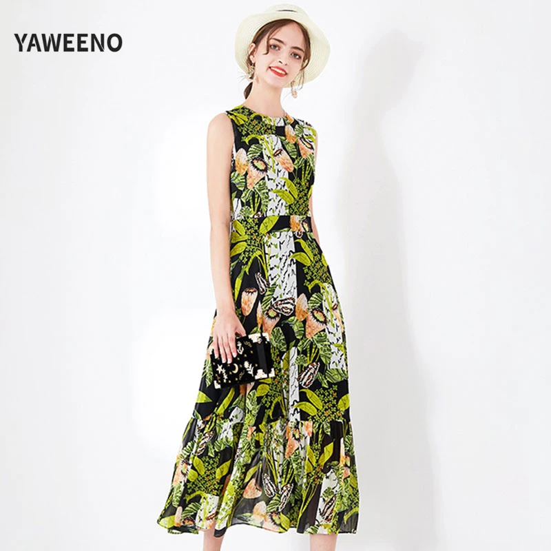 Весна лето 2020 Новое модное элегантное ретро платье с высокой талией и оборками