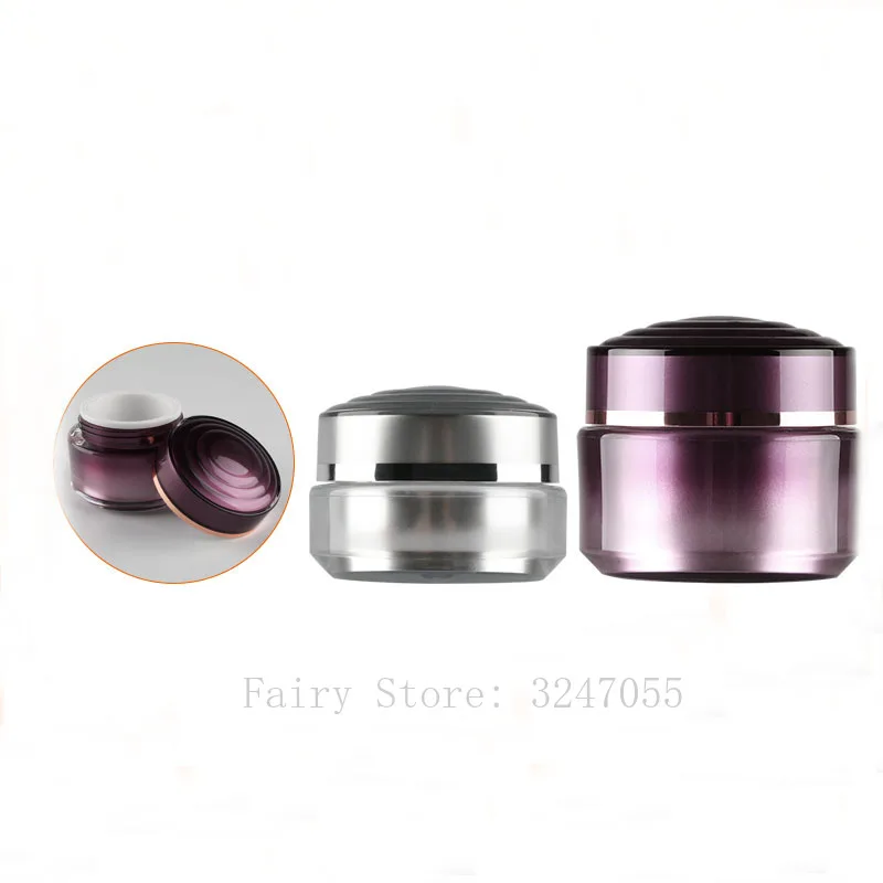 

15g50g 20pcs/lot Acrylic Spiral Cosmetic Dome Cream Container,Empty Portable Gradient Purple/Silver Jar,Facial Cream Pot Package