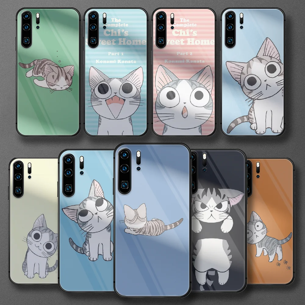 

Cartoon Cat Chi's Sweet Home Tempered Glass Phone Case For Huawei Honor P 7 8 9 10 20 30 40 50 A X I Pro Lite Cover Fashion