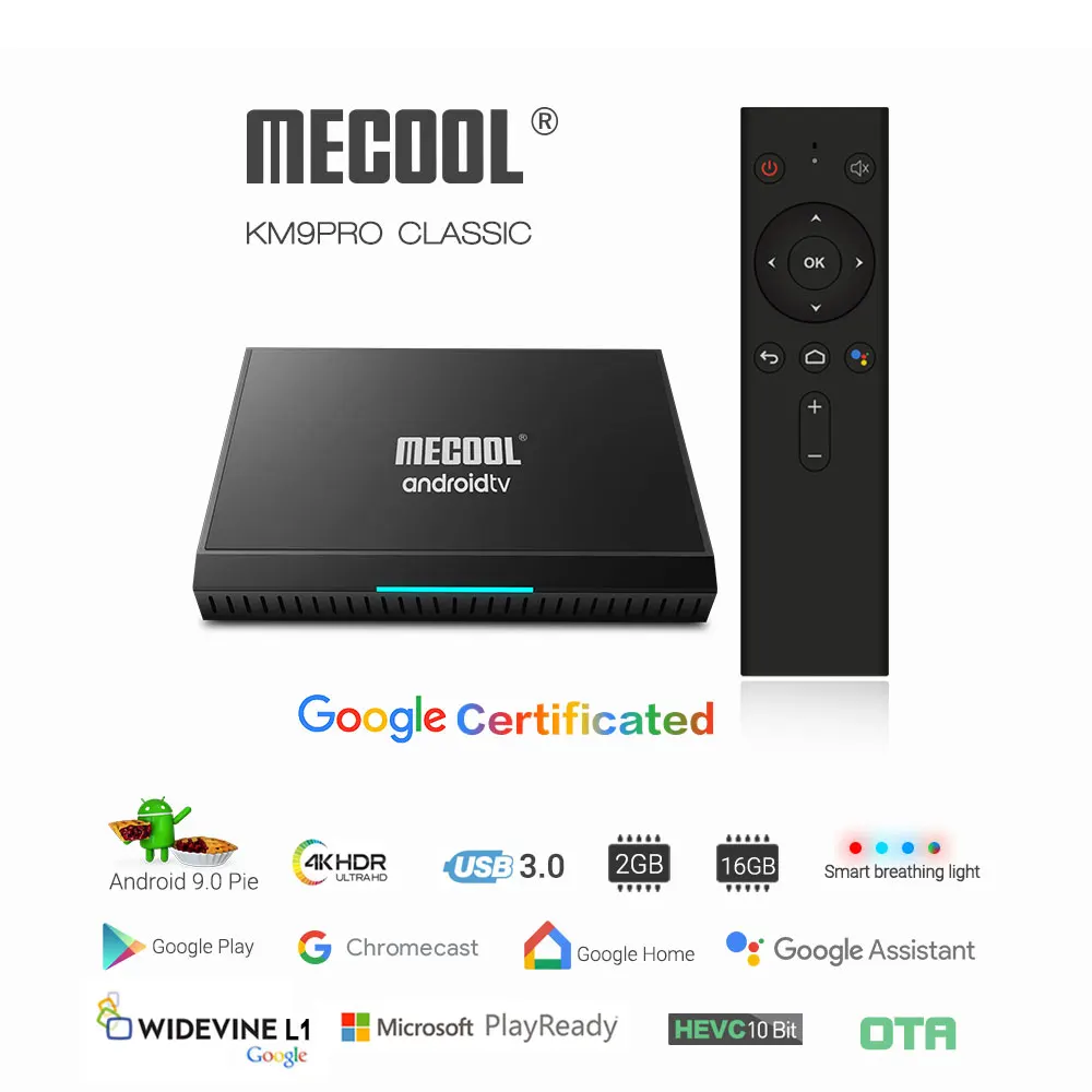 MECOOL KM9 pro tv box android9.0 2 + 16GB бескорпусный пульт управления smart box|ТВ-приставки и
