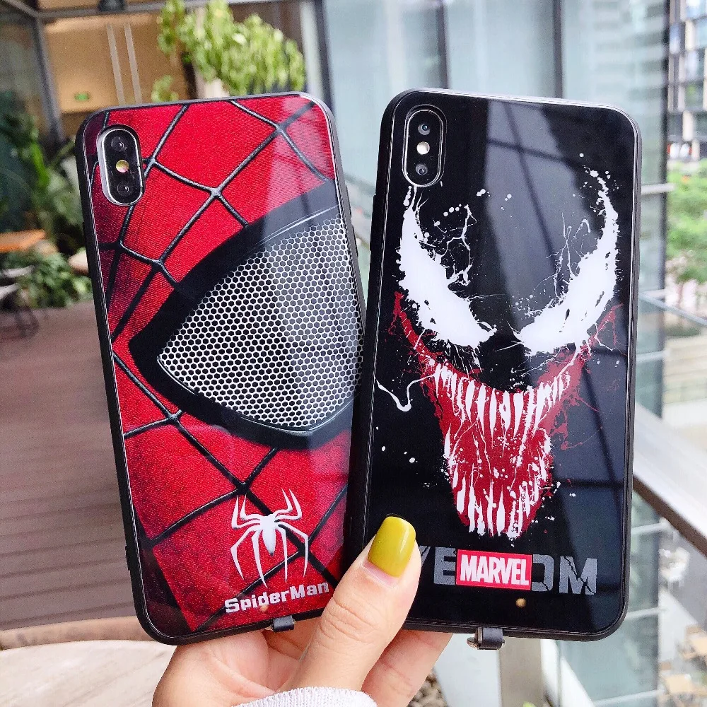 Venom Железный человек входящий вызов умный индукционный с подсветкой чехол для телефона iPhone XS MAX XR X 7 8 6S Plus Мультфильм Крутой чехол