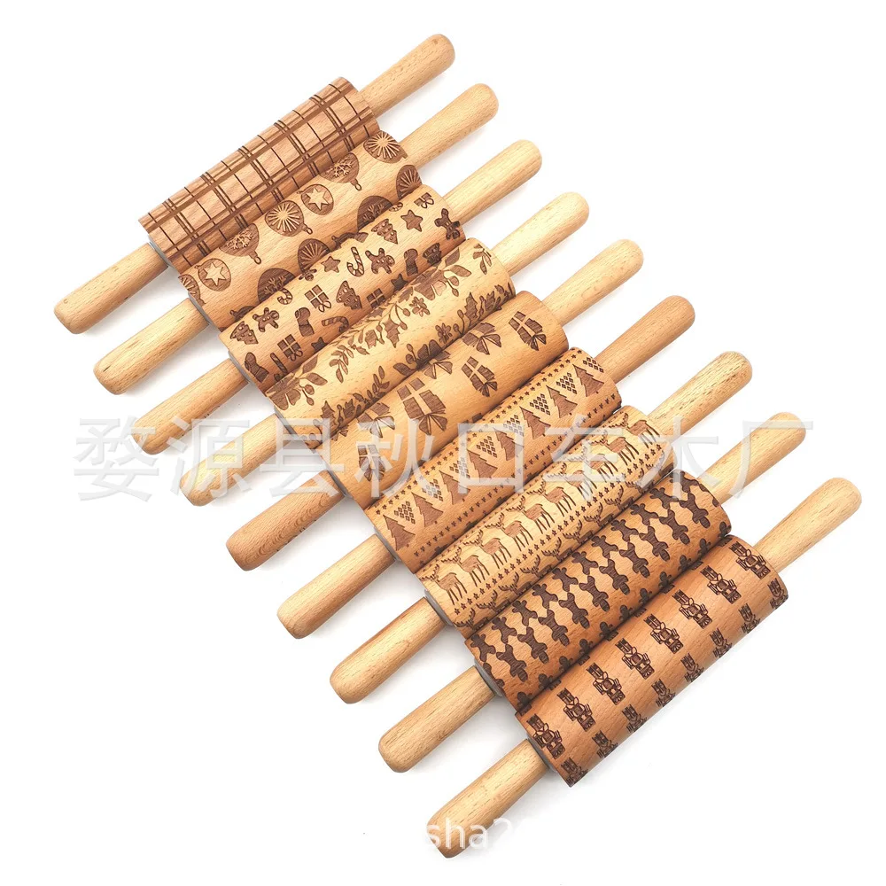 

Practical Wood Rolling Pin Easter Embossing Dough Dumpling Rolling Pin Fondant Cake Rolo De Massa Kitchen Dining Bar DI50GMZ