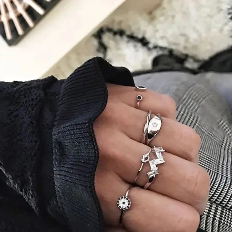 

BOAKO Rings For Women Girls Zircon Opening 925 Silver Ring 2020 Trend Anillos Mujer Fine Jewelry Paired Rings Minimalist #6.1