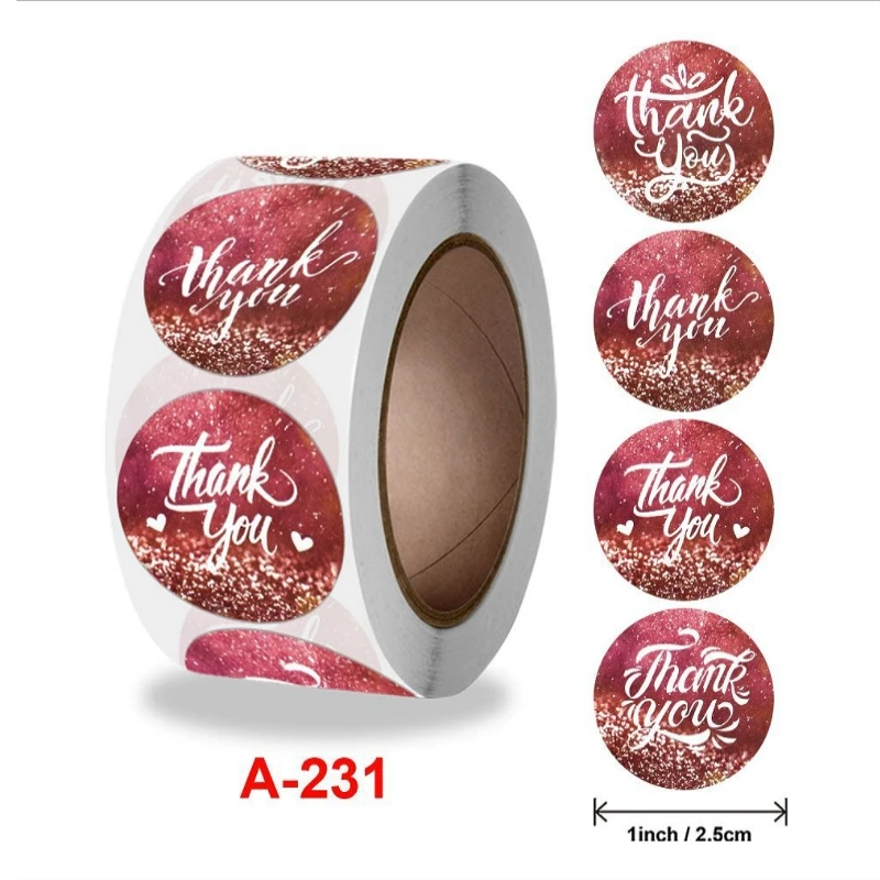 

500pcs Birthday Thank You Stickers 8 designs for Wedding Favors and Party Handmade Stickers Envelope Seal Stationery Sticker