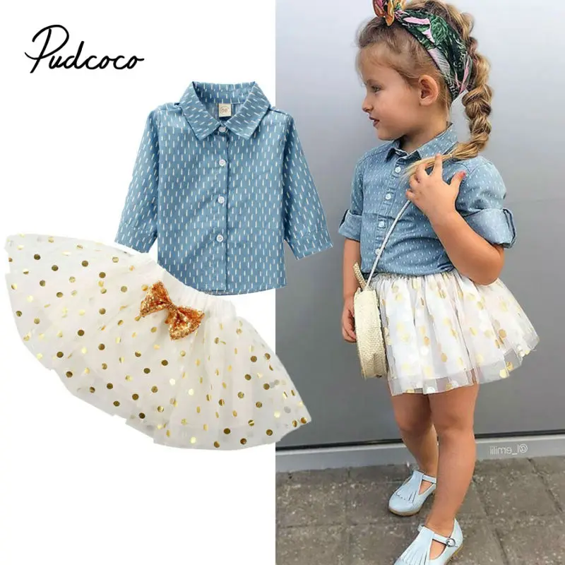 Фото Комплект одежды из 2 предметов для маленьких девочек платье в горошек рубашка топ