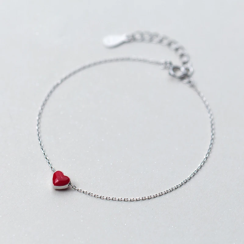 Trusta 925 пробы серебряные Модные женские ювелирные изделия Красное Сердце 6 мм X 6 мм браслет 15,5 см для подарка девушки леди Прямая DS309