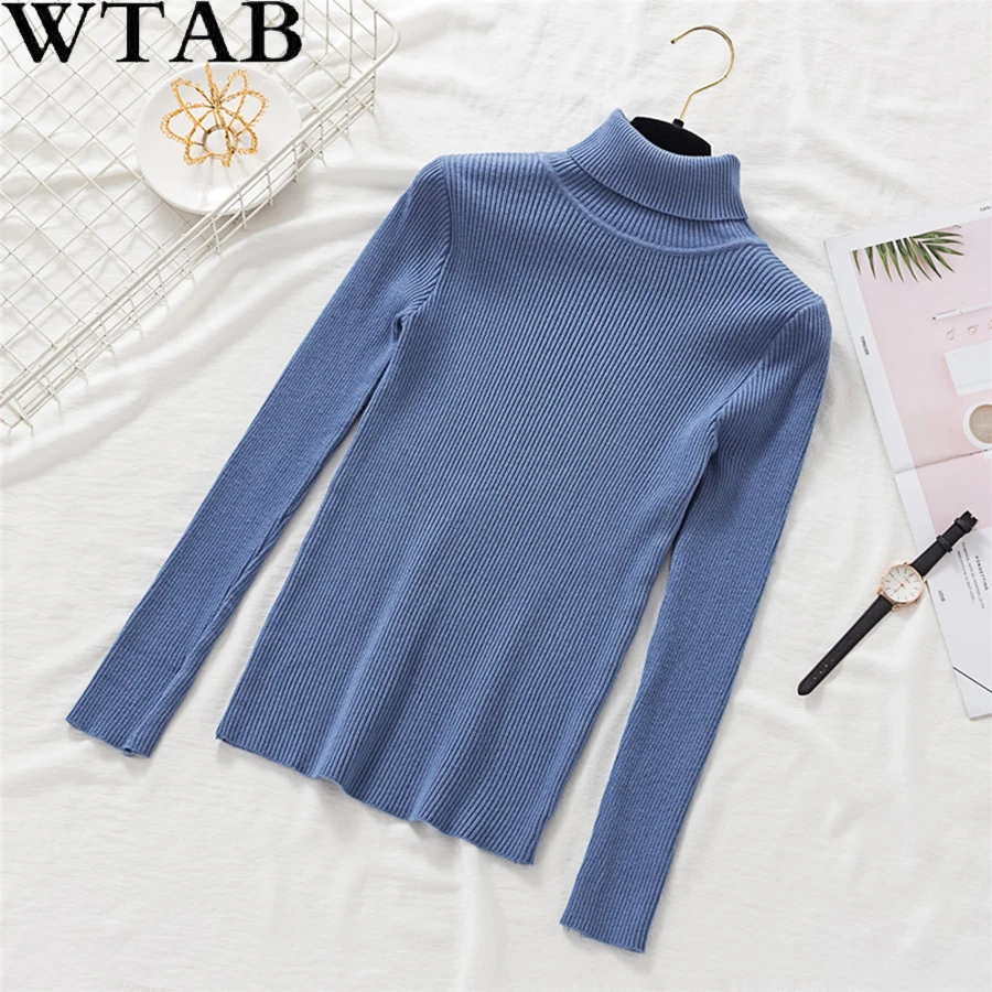 Женский Повседневный офисный свитер с высоким воротником мягкий тонкий вязаный