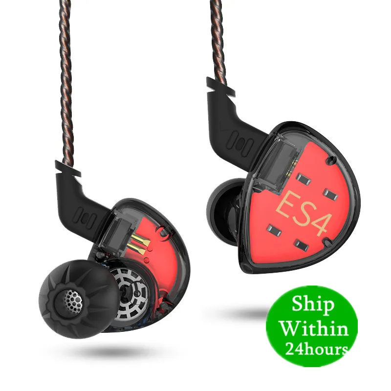 KZ ES4 1BA + 1DD гибридные наушники в ухо Hifi Динамический драйвер шумоподавление