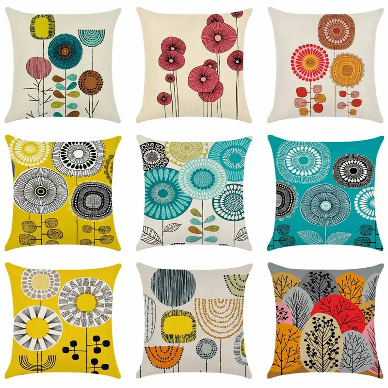 

High Quality Cushion Covers Cartoon Plant Sofa Pillowcase Home Decoration Custom Multicolor Sofa Cushion Cover For Living Room