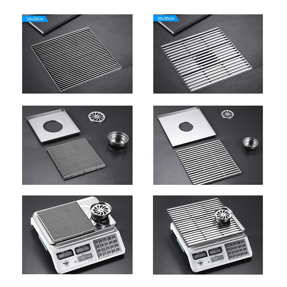stainless steel bathroom floor drains 12152030cm square linear shower drainage anti odor kitchen accessory free global shipping