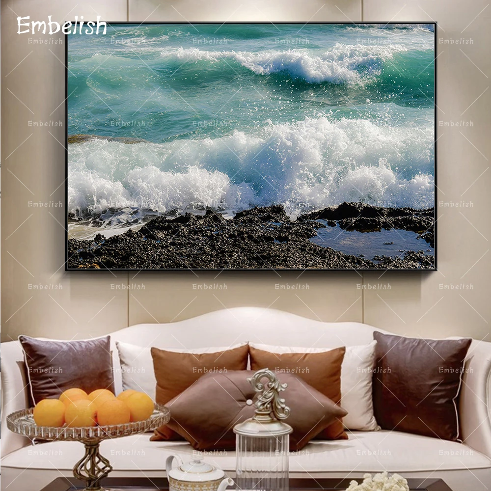 

Embelish 1 Pieces Modern Landscape Wall Pictures For Living Room Sea Wave HD Print Canvas Painting Modern Home Decor Wall Poster