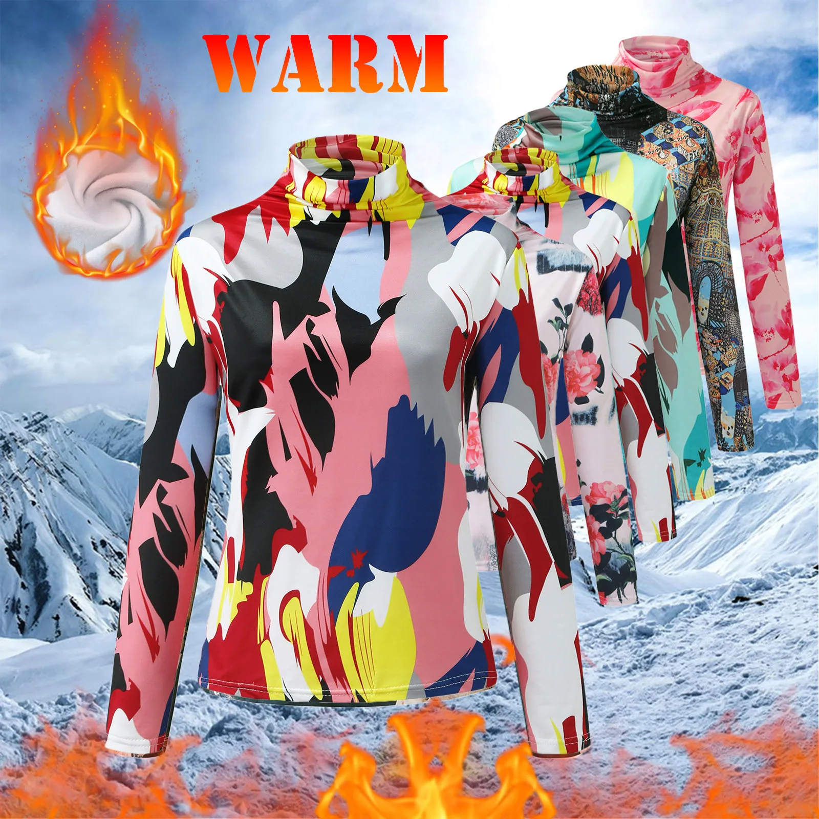 

Зимняя одежда, женские теплые футболки, водолазка с длинными рукавами и принтом на завязках, топы с бархатным низом, 2021, женская одежда A40