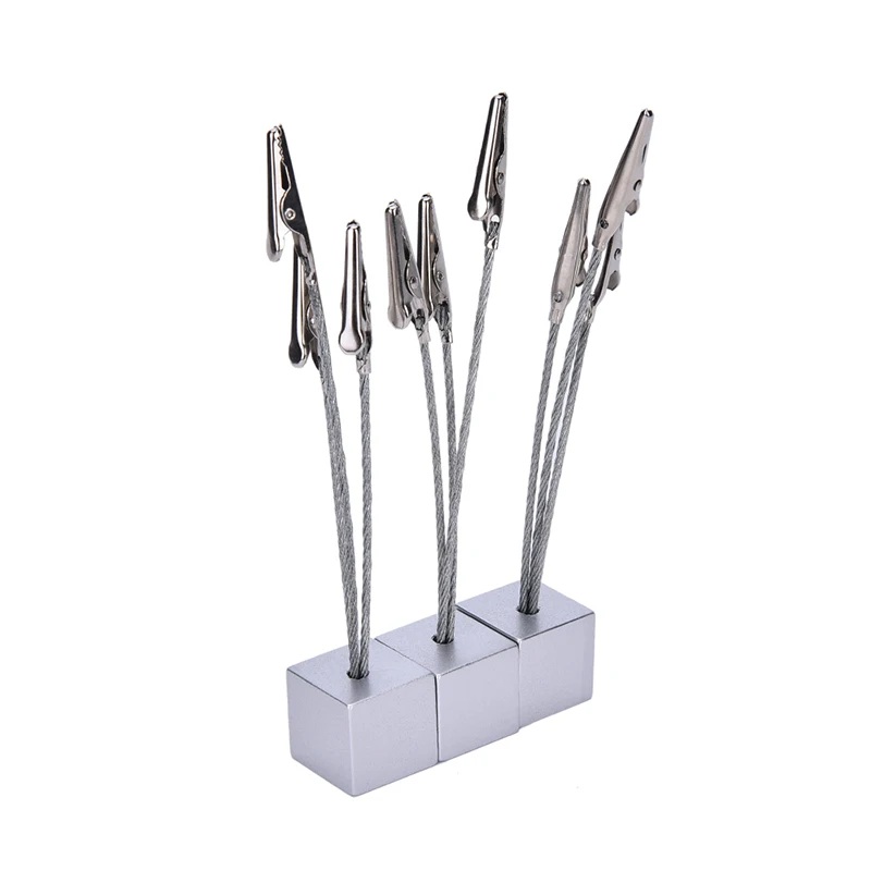 

Small Cube 3 Alligator Wire Memo Picture Note Card Desk Paper Photo Clip Holder,table Stand Place Office Dest Favor