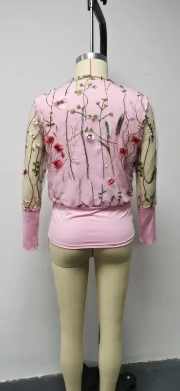 Женская блузка с вышивкой и рукавами фонариками из прозрачной сетки Осенняя