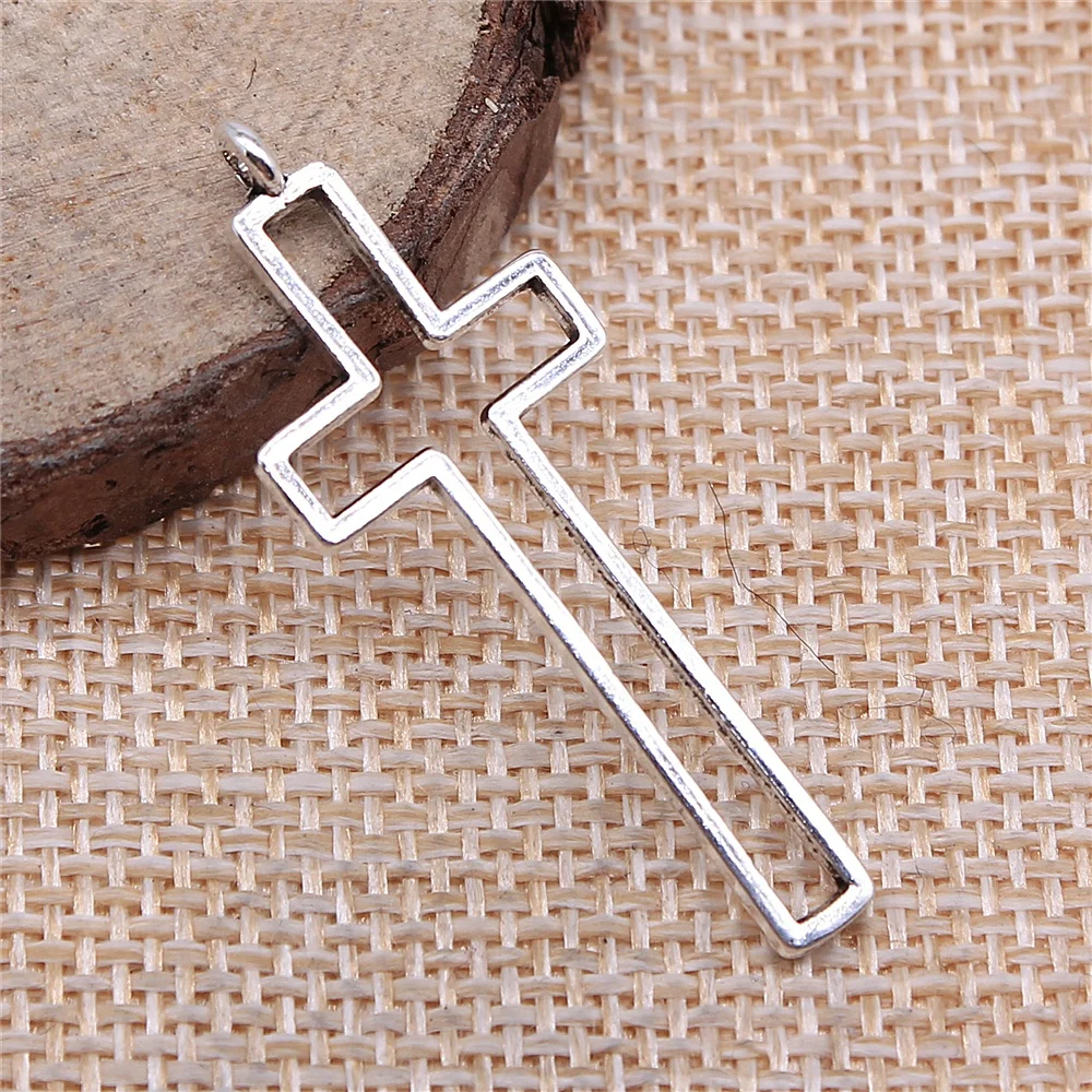 

Jewelery Pendants Making Charms For Jewelry 20pcs Hollow Cross Charms 16x42mm Antique Silver Plated