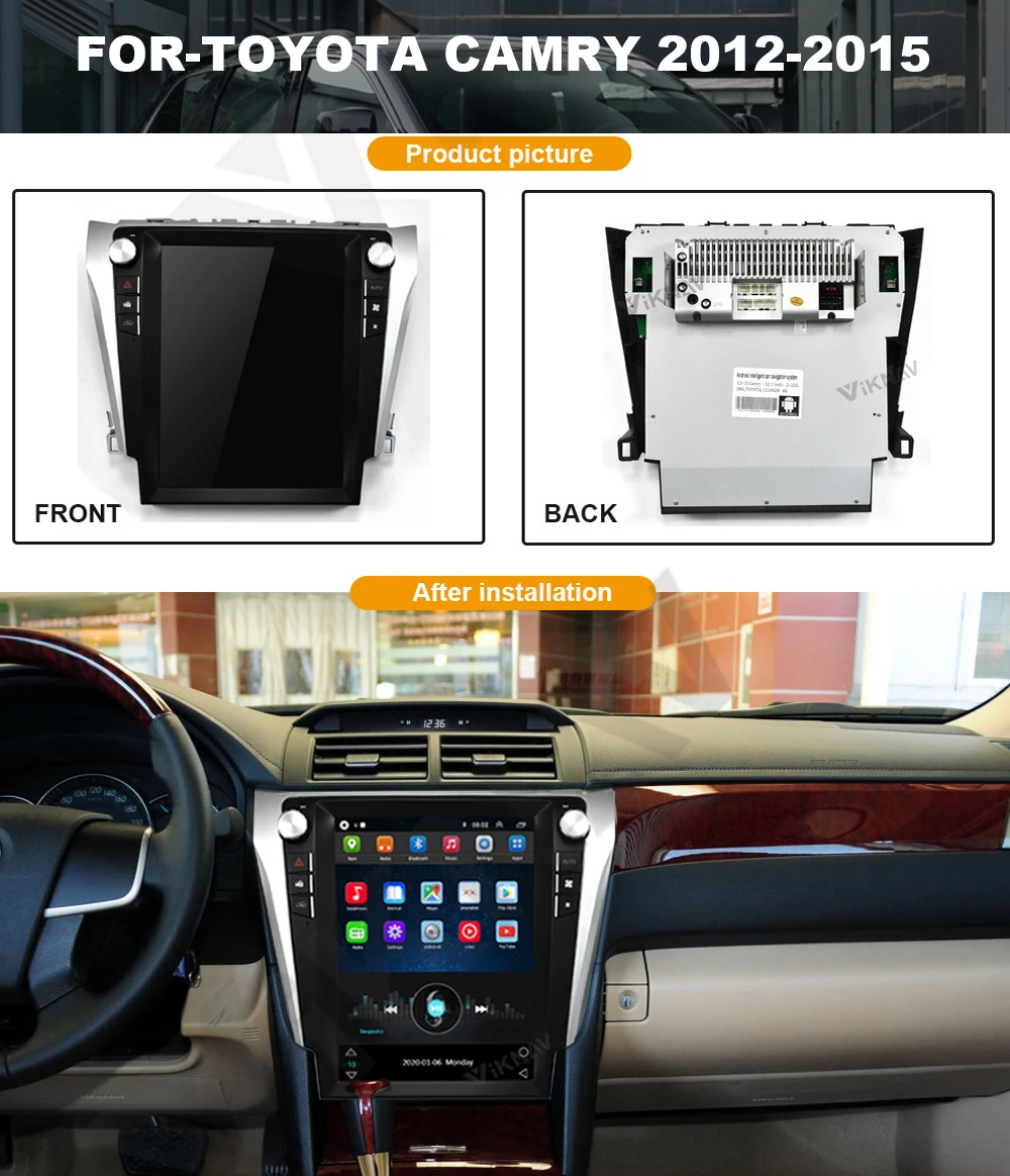 

Для Toyota Camry 2012 2013 2014 2015 автомобильный dvd-плеер Радио мультимедийный плеер android система GPS навигатор магнитофон 12,1''