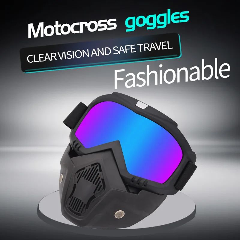 

2 in 1 Motorcycle Goggles/Mask For Ski Off-Road Motocross Tactical Protective Shield Windproof UV-proof