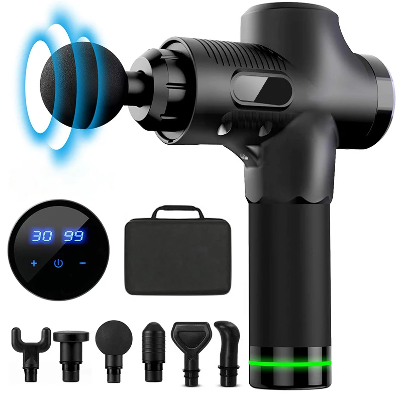 Массажный пистолет с ЖК дисплеем перезаряжаемый ручной Электрический массажер