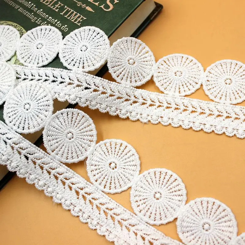 

5CM Wide Exquisite Water-Soluble Embroidery Flower Circle Ribbon Clothing Dress Skirt Collar Home Sewing Accessories Supplies