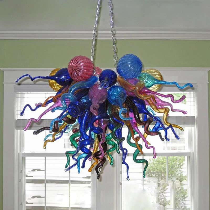 

Скандинавская люстра 70 на 60 см, индивидуальный Красочный светодиодный светильник, современная лампа из дутого стекла ручной работы для детской комнаты