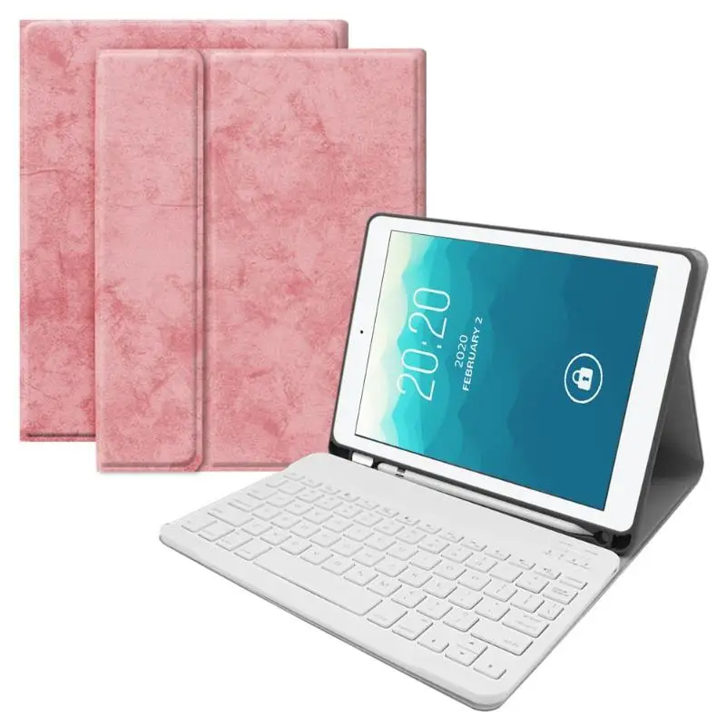 Розовый ALLOYSED 2 в 1 PU кожаный планшетный ПК защитный чехол с Bluetooth 3,0 Беспроводная клавиатура для iPad Air 1/2 iPad Pro 9,7" - Цвет: Розовый
