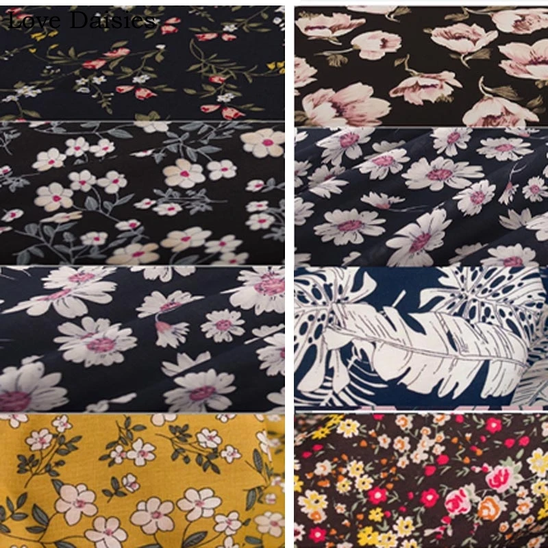 Черное темно-синее желтое цветочное леопардовое 100% искусственный шелк тонкая