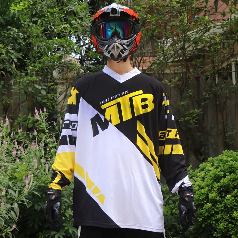 

Long Sleeves Motocross jersey head Top Bicycle t Shirt MTB Downhill outdoor male breathable Sports Jersey