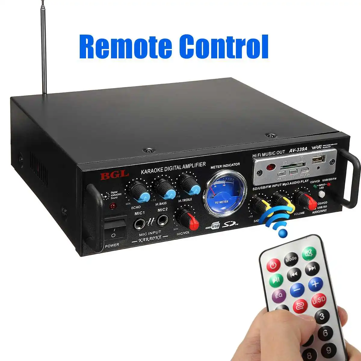 Hot Sales Stereo Amplifier 12v 220v 5.1 Channel Audio Power HiFi APE Dual Mic Interface Speaker with Remote Control for Car Home