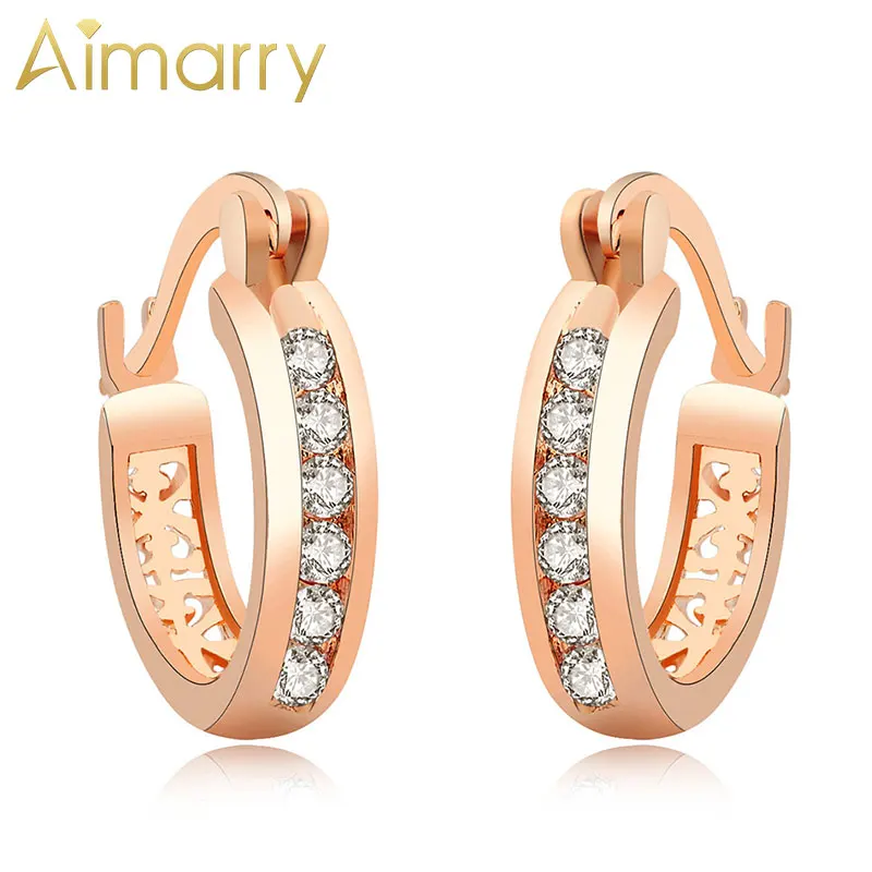 

Aimarry 925 Sterling Silver Gold Rose Gold Red Purple AAA Zircon Round Hoop Earrings For Women Gifts Wedding Fashion Jewelry