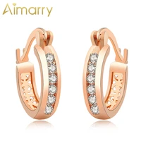 aimarry 925 sterling silver gold rose gold red purple aaa zircon round hoop earrings for women gifts wedding fashion jewelry