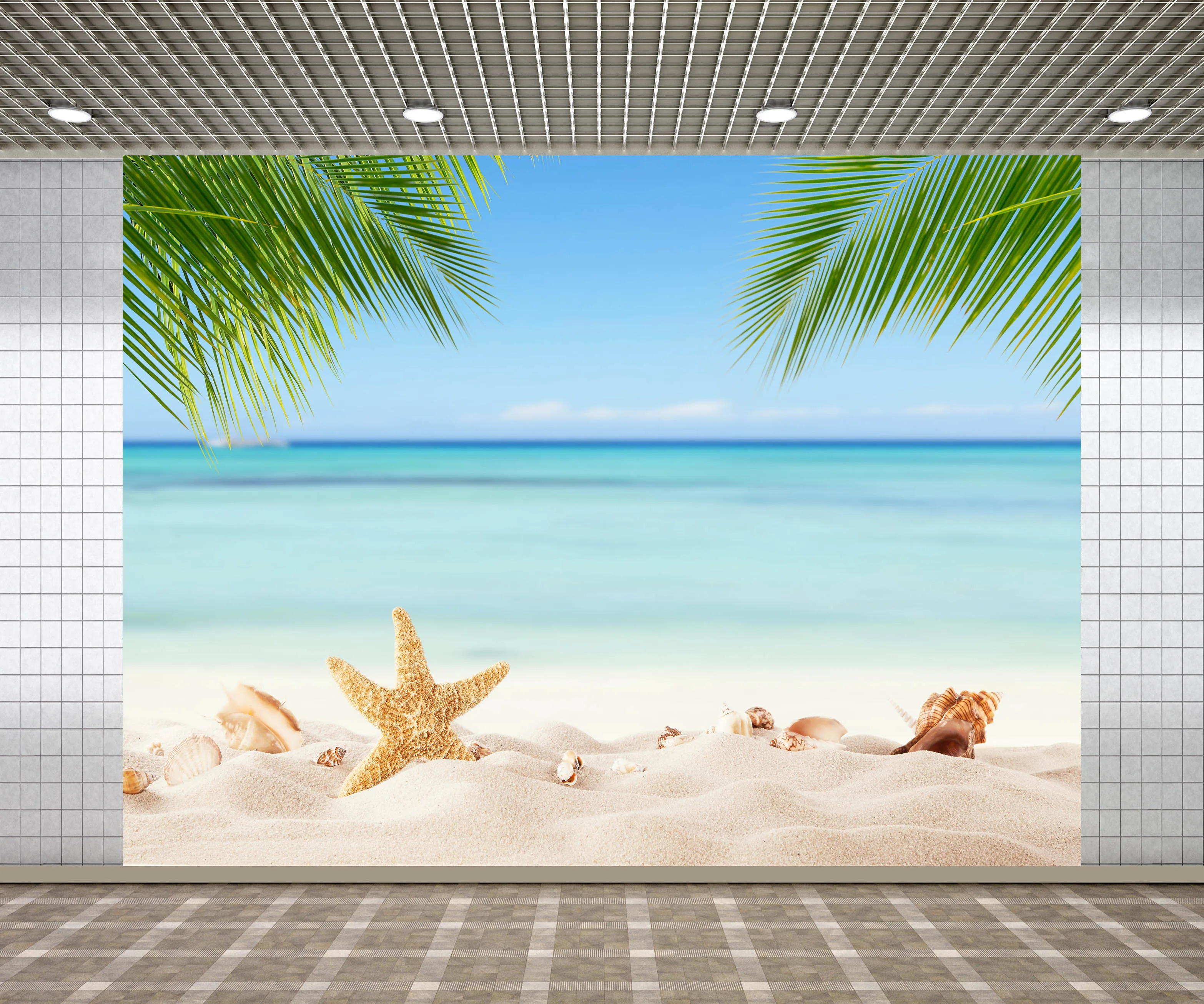 

Lyavshi Summer Tropical Sea Beach Palm Leaf Starfish Conch Shell Photography Backdrop Photo Studio Photographic Background