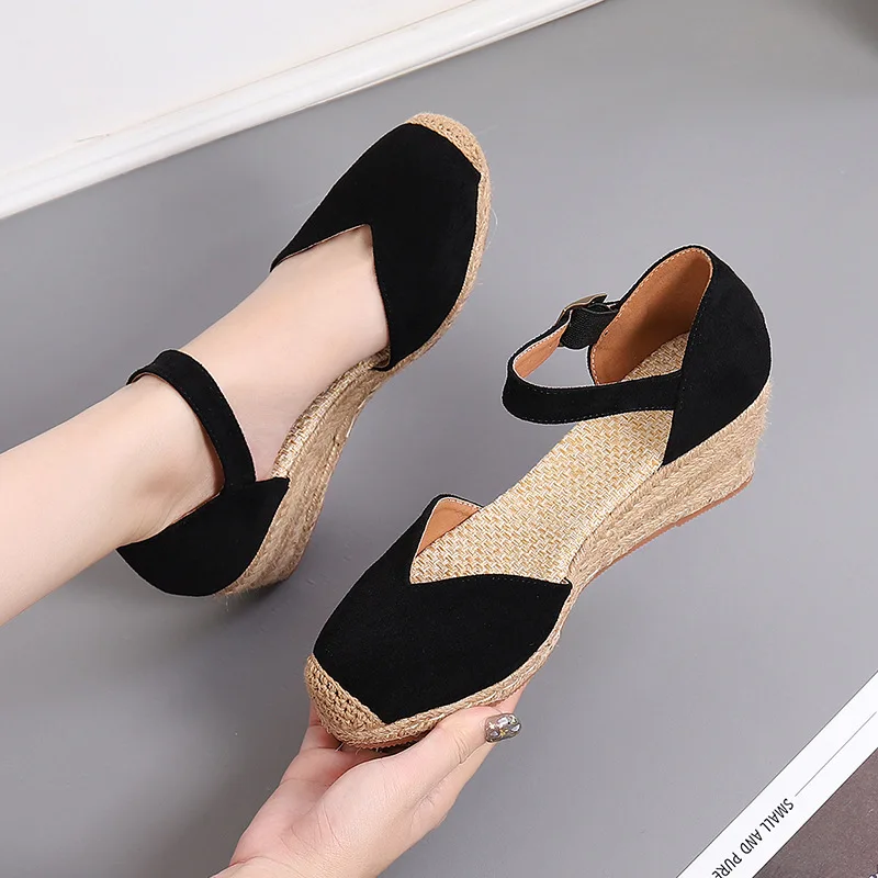 

Fashion High Heels Women Retro Shoes Brand Ladies Wedges Summer Holiday Shoes Woman Wedge Heel 6cm Big Size 42 A3787