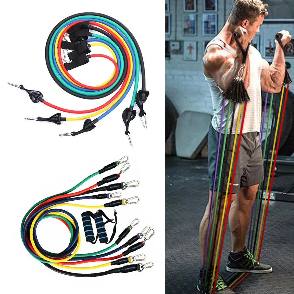 

11 Pcs/Set Latex Resistance Bands Training Exercise Yoga Tubes Pull Rope,Rubber Expander Elastic Bands Fitness with Bag