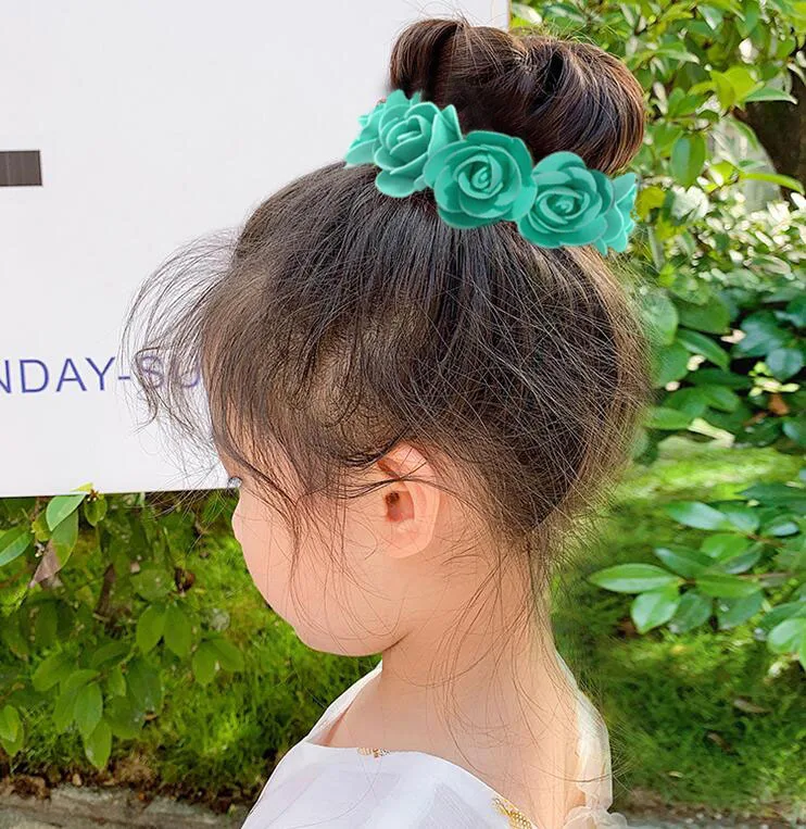 Pfingstrose Rose Blume Gummibänder Haarhalter Krawatte Gummi Stoff Kränze Kronen elastische Kranz Krone Hochzeit Girlande Stirnband – Detail 18