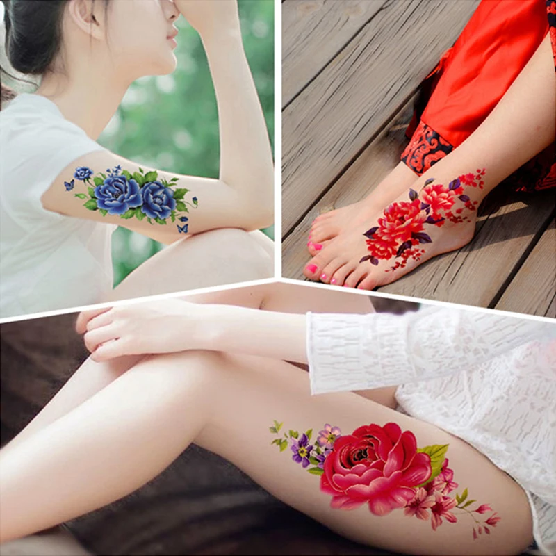 1 шт. Искусственные цветы рука тату наклейки на плечо флеш-тату из хны поддельные