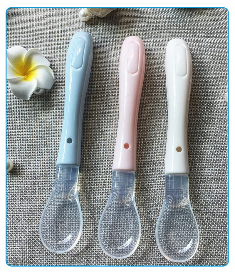 

Baby Spoon Dropper Silicone Spoons Temperature Sensing Spoon for Feeding Medicine Kids Toddler Cutlery Utensils Toddler Flatware
