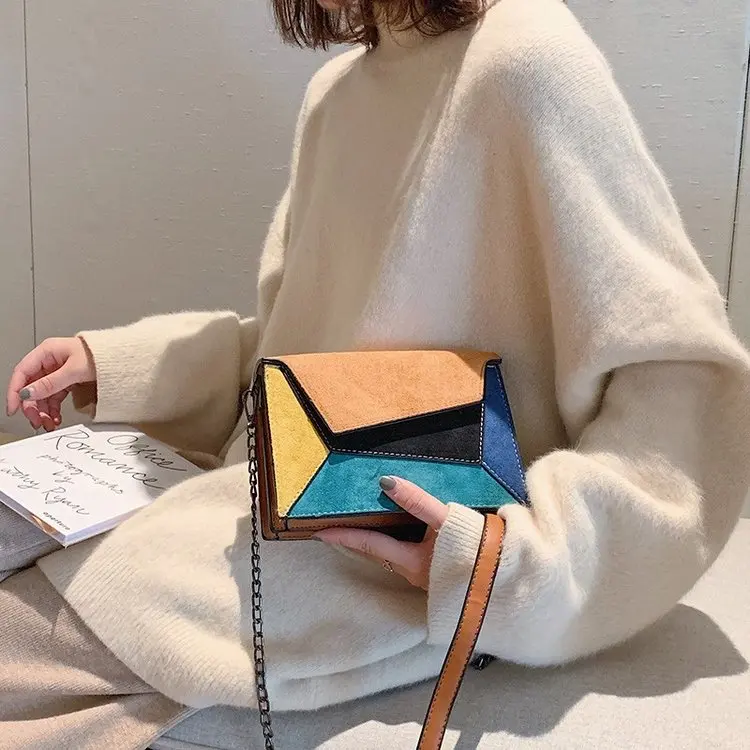 Замшевые туфли в стиле пэтчворк из искусственной кожи женская сумка через плечо