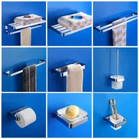 bathroom accessories set solid brass chrome square towel rack toilet brush holder paper holder corner shelf bath hardware set